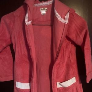 Girls Sz 4 hooded swim cover up, Hatley pink & ladybug
